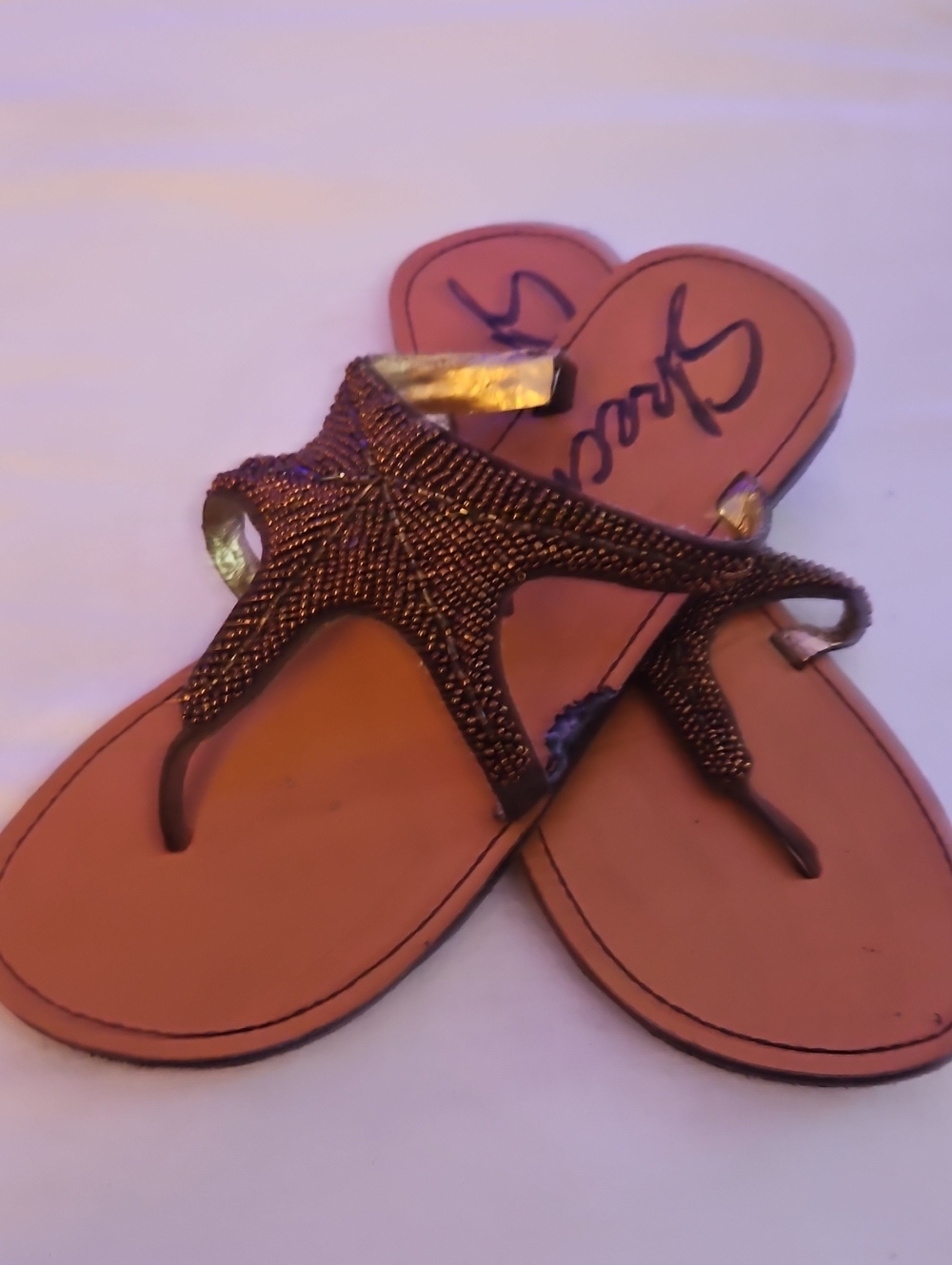 Skechers Brown Beaded Thong Sandals